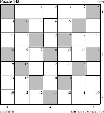 Step-by-Step Instructions for Puzzle 145 with all 13 steps marked