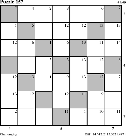 Step-by-Step Instructions for Puzzle 157 with all 14 steps marked