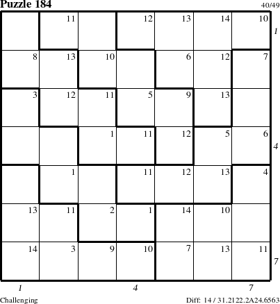 Step-by-Step Instructions for Puzzle 184 with all 14 steps marked