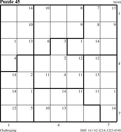 Step-by-Step Instructions for Puzzle 45 with all 14 steps marked