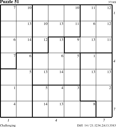 Step-by-Step Instructions for Puzzle 51 with all 14 steps marked