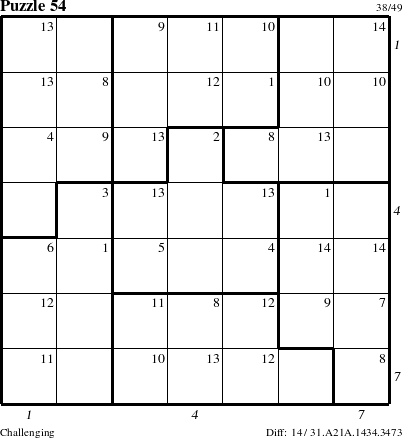 Step-by-Step Instructions for Puzzle 54 with all 14 steps marked