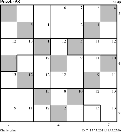 Step-by-Step Instructions for Puzzle 58 with all 13 steps marked