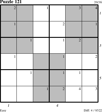 Step-by-Step Instructions for Puzzle 121 with all 4 steps marked