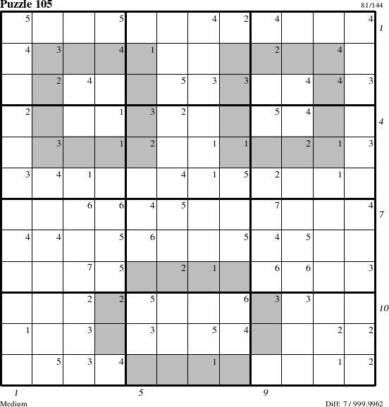 Step-by-Step Instructions for Puzzle 105 with all 7 steps marked