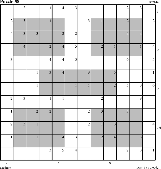 Step-by-Step Instructions for Puzzle 58 with all 6 steps marked