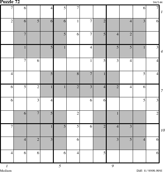 Step-by-Step Instructions for Puzzle 72 with all 8 steps marked