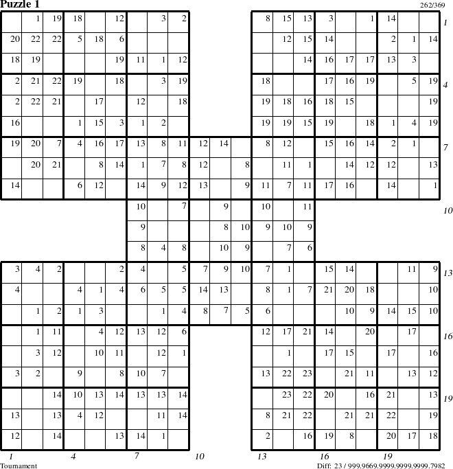 Step-by-Step Instructions for Puzzle 1 with all 23 steps marked