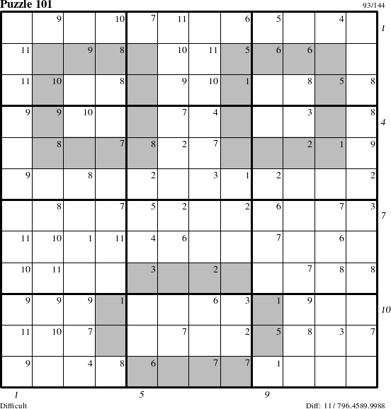 Step-by-Step Instructions for Puzzle 101 with all 11 steps marked