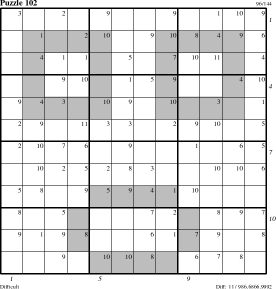 Step-by-Step Instructions for Puzzle 102 with all 11 steps marked