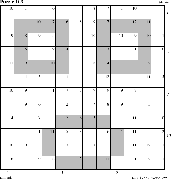 Step-by-Step Instructions for Puzzle 103 with all 12 steps marked