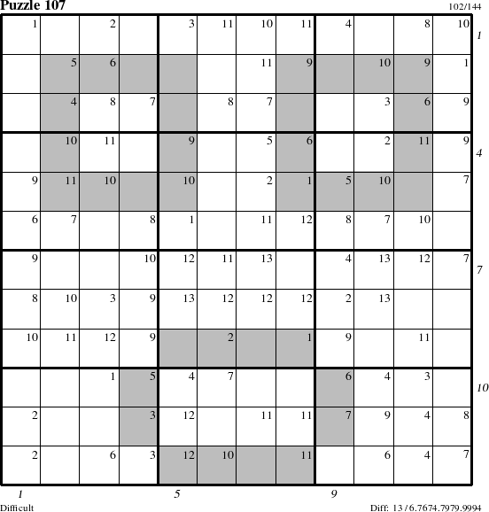 Step-by-Step Instructions for Puzzle 107 with all 13 steps marked