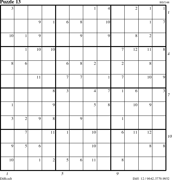 Step-by-Step Instructions for Puzzle 13 with all 12 steps marked