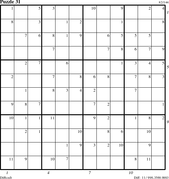 Step-by-Step Instructions for Puzzle 31 with all 11 steps marked