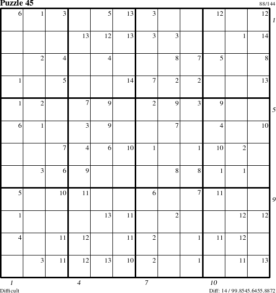 Step-by-Step Instructions for Puzzle 45 with all 14 steps marked