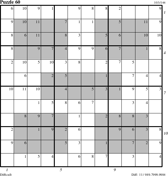 Step-by-Step Instructions for Puzzle 60 with all 11 steps marked