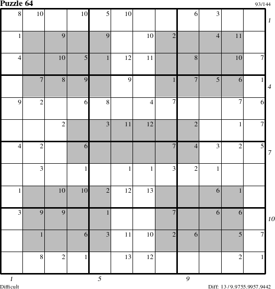 Step-by-Step Instructions for Puzzle 64 with all 13 steps marked