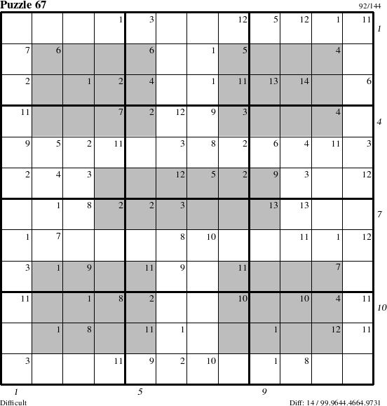 Step-by-Step Instructions for Puzzle 67 with all 14 steps marked