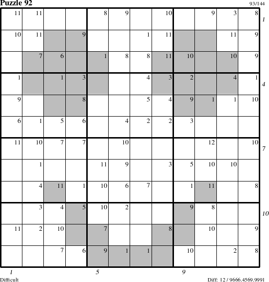 Step-by-Step Instructions for Puzzle 92 with all 12 steps marked