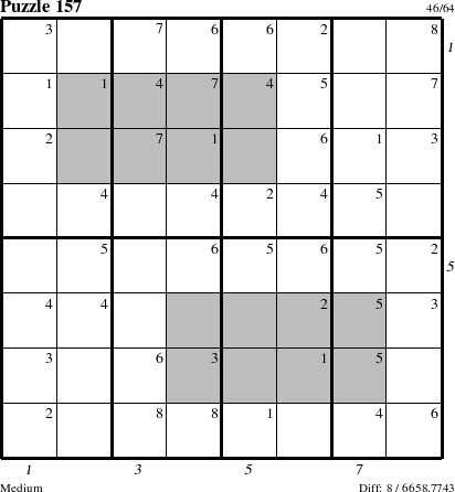 Step-by-Step Instructions for Puzzle 157 with all 8 steps marked