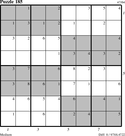 Step-by-Step Instructions for Puzzle 185 with all 8 steps marked