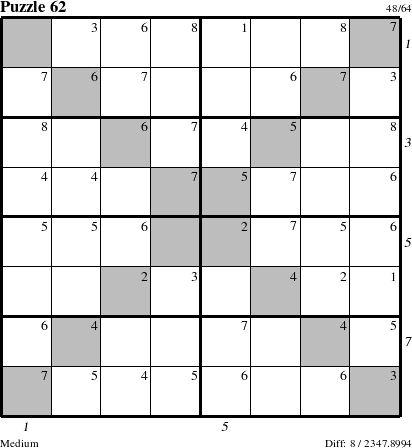 Step-by-Step Instructions for Puzzle 62 with all 8 steps marked