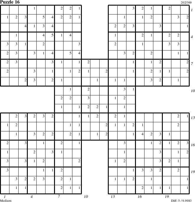 Step-by-Step Instructions for Puzzle 16 with all 5 steps marked