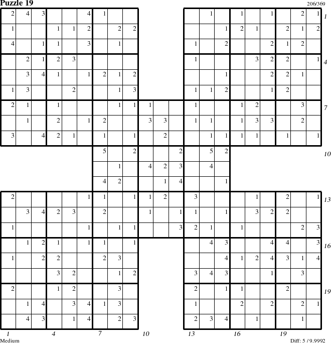 Step-by-Step Instructions for Puzzle 19 with all 5 steps marked