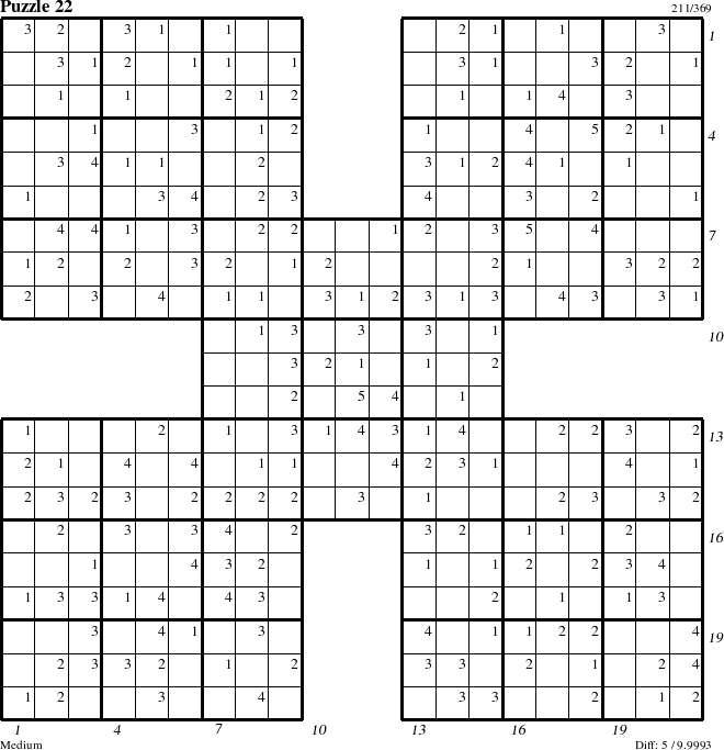 Step-by-Step Instructions for Puzzle 22 with all 5 steps marked