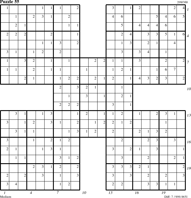 Step-by-Step Instructions for Puzzle 55 with all 7 steps marked