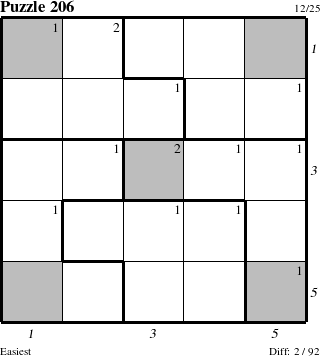 Step-by-Step Instructions for Puzzle 206 with all 2 steps marked