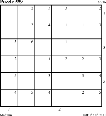 Step-by-Step Instructions for Puzzle 559 with all 6 steps marked