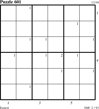 Step-by-Step Instructions for Puzzle 601 with all 2 steps marked