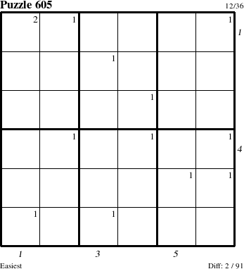 Step-by-Step Instructions for Puzzle 605 with all 2 steps marked