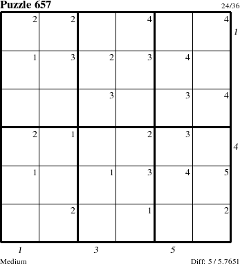 Step-by-Step Instructions for Puzzle 657 with all 5 steps marked