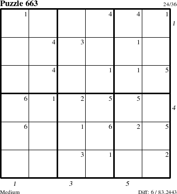 Step-by-Step Instructions for Puzzle 663 with all 6 steps marked