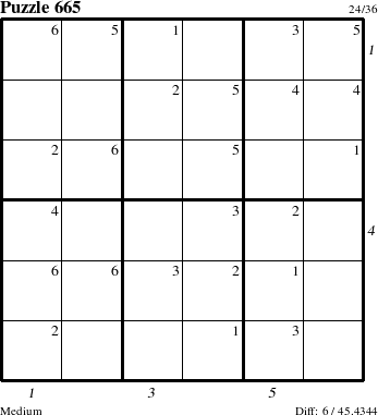 Step-by-Step Instructions for Puzzle 665 with all 6 steps marked