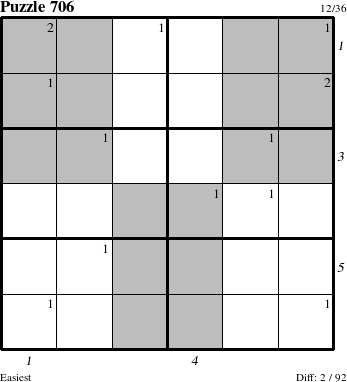 Step-by-Step Instructions for Puzzle 706 with all 2 steps marked