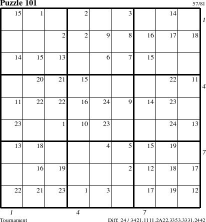 Step-by-Step Instructions for Puzzle 101 with all 24 steps marked