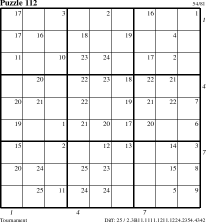 Step-by-Step Instructions for Puzzle 112 with all 25 steps marked