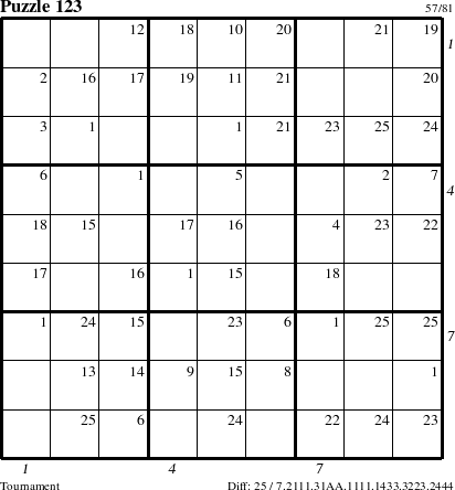 Step-by-Step Instructions for Puzzle 123 with all 25 steps marked