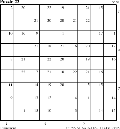 Step-by-Step Instructions for Puzzle 22 with all 22 steps marked