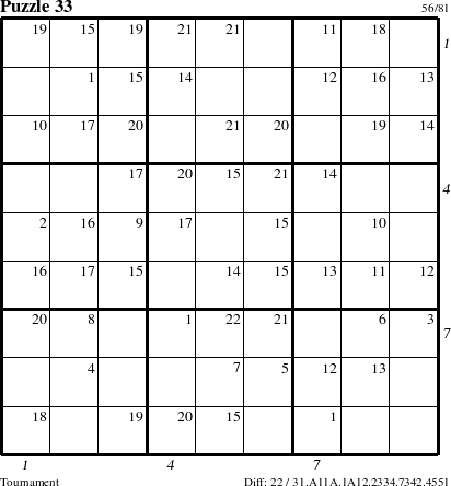 Step-by-Step Instructions for Puzzle 33 with all 22 steps marked