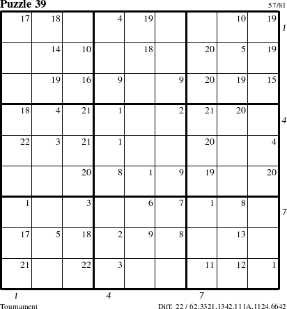 Step-by-Step Instructions for Puzzle 39 with all 22 steps marked