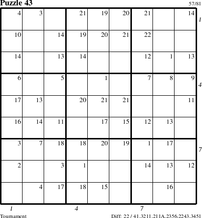 Step-by-Step Instructions for Puzzle 43 with all 22 steps marked