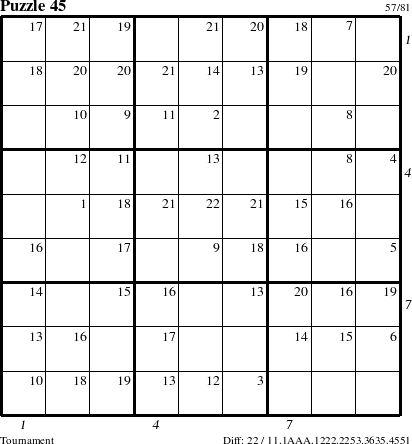 Step-by-Step Instructions for Puzzle 45 with all 22 steps marked