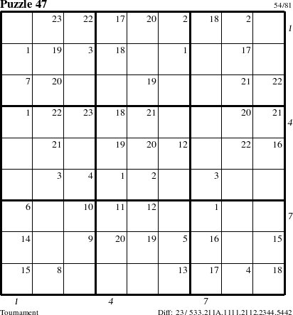 Step-by-Step Instructions for Puzzle 47 with all 23 steps marked