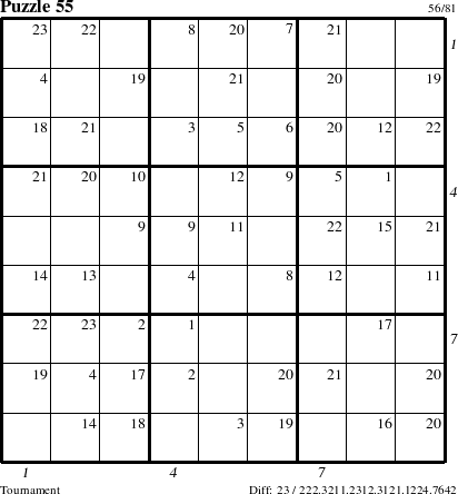 Step-by-Step Instructions for Puzzle 55 with all 23 steps marked