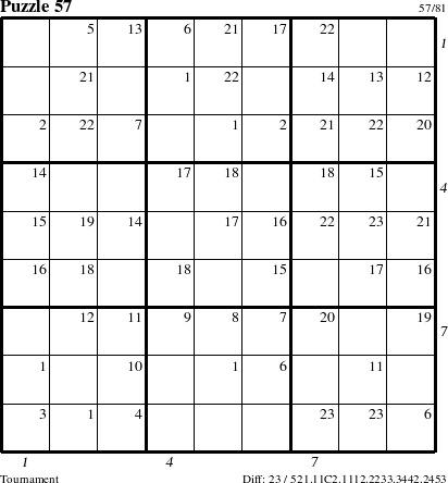 Step-by-Step Instructions for Puzzle 57 with all 23 steps marked