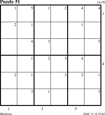 Step-by-Step Instructions for Puzzle 51 with all 5 steps marked